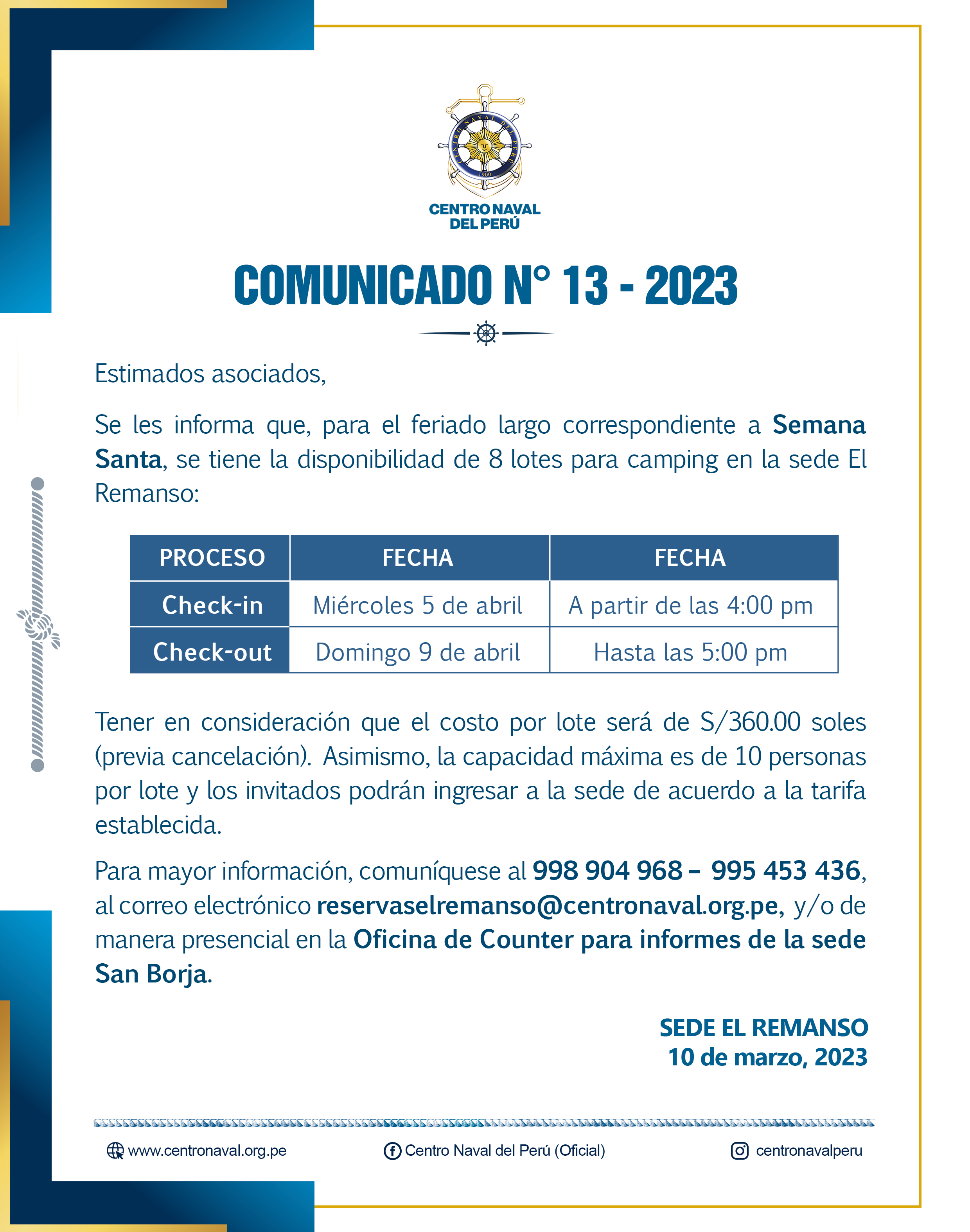 Comunicado N°13-2023