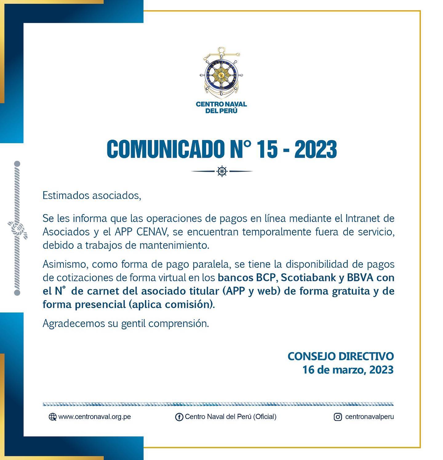 Comunicado N°15-2023
