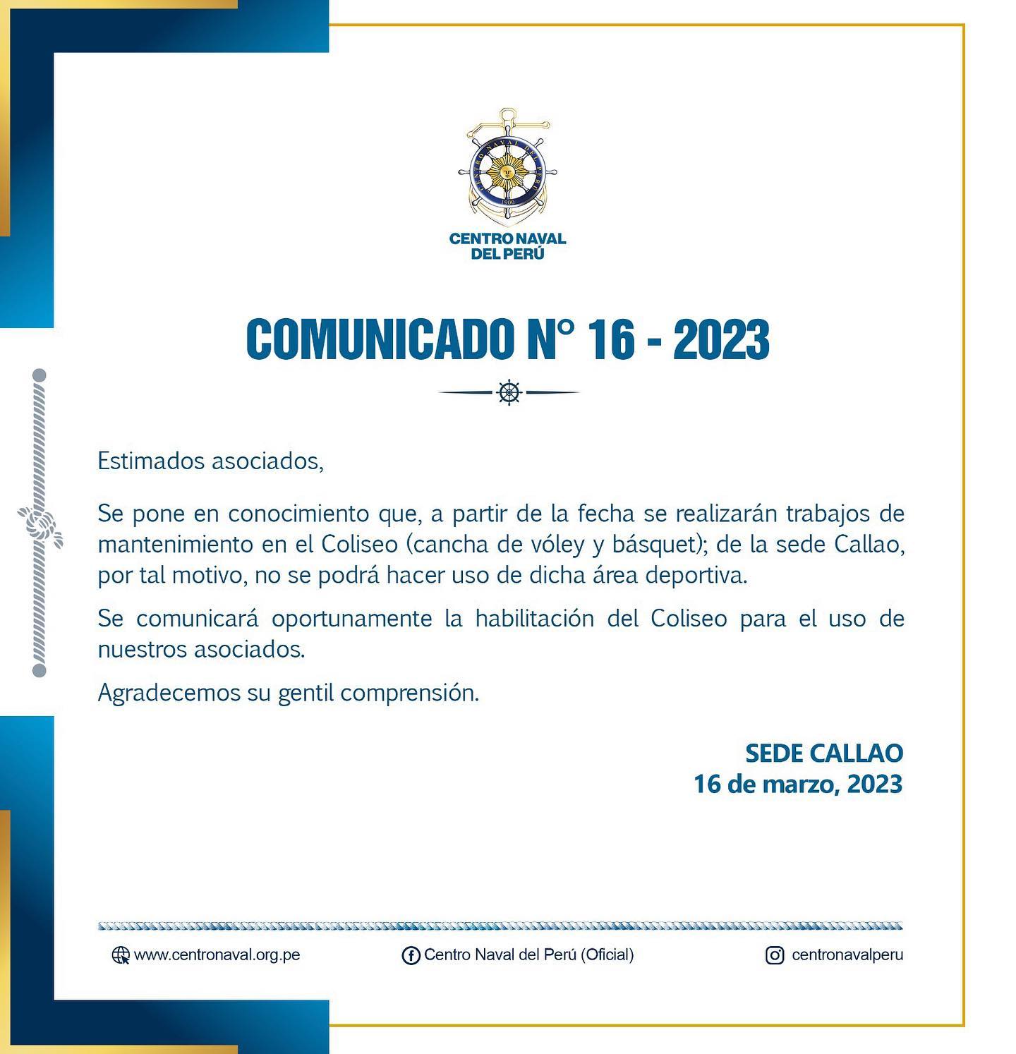 Comunicado N°16-2023