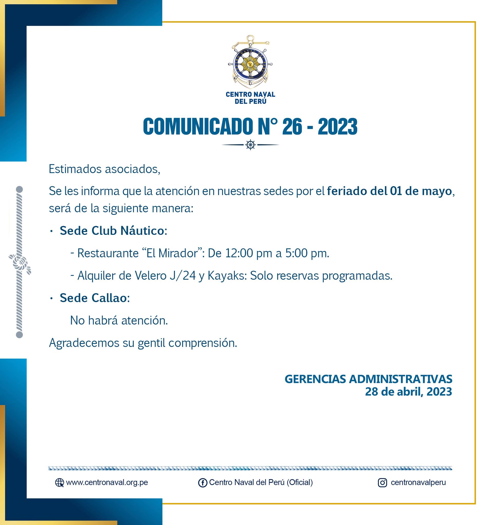 Comunicado N°26-2023