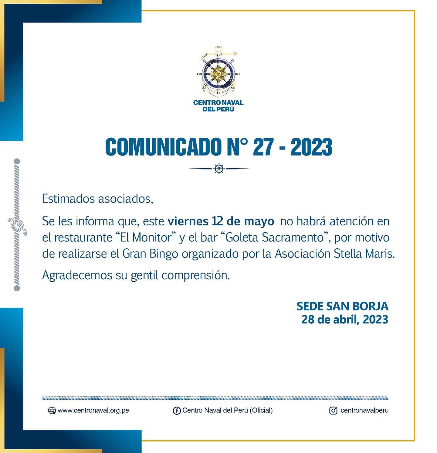 Comunicado N°27-2023