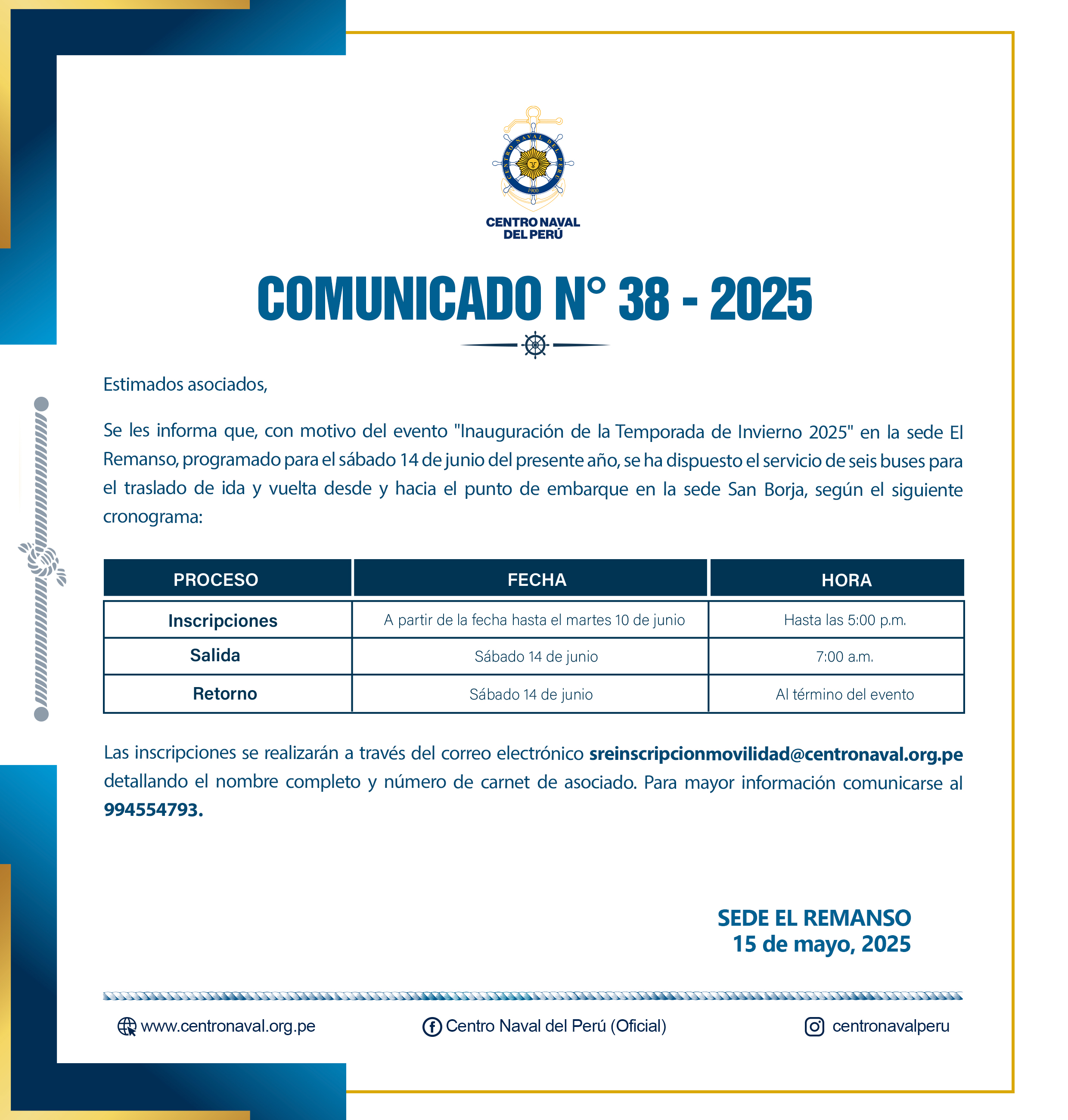 Comunicado Nº 38 - 2025