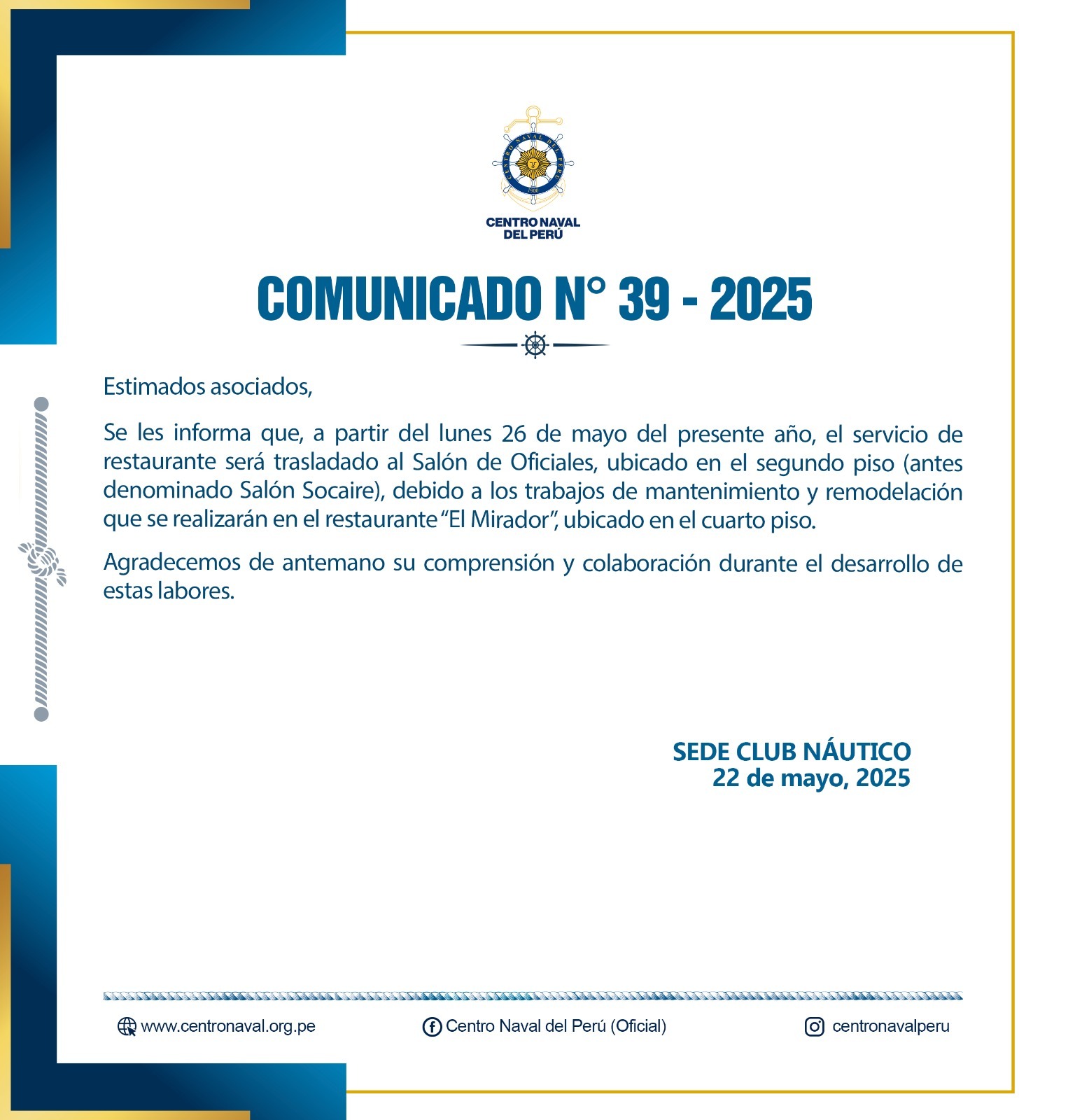 Comunicado N° 39 - 2025