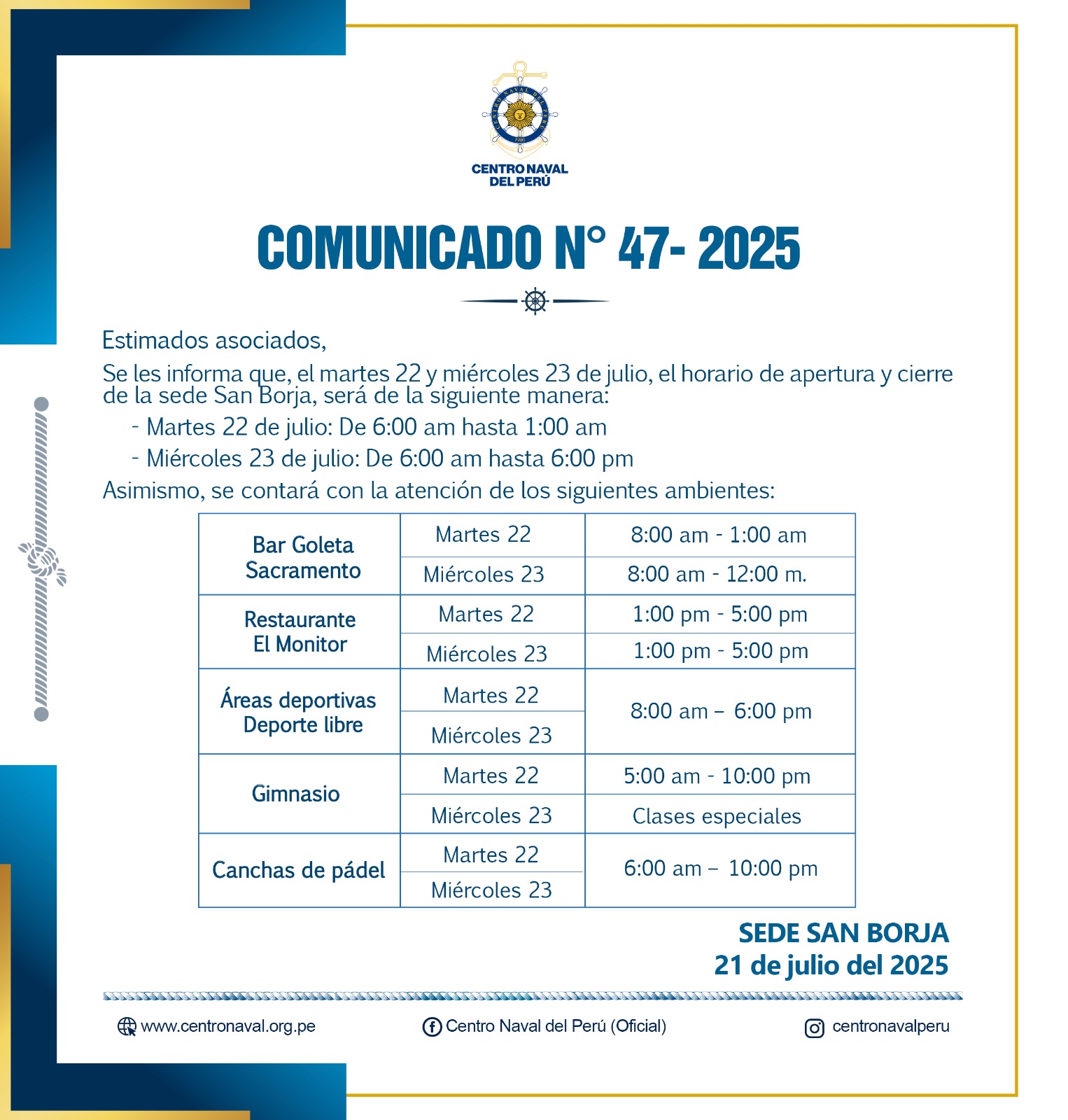 Comunicado N° 47 - 2025