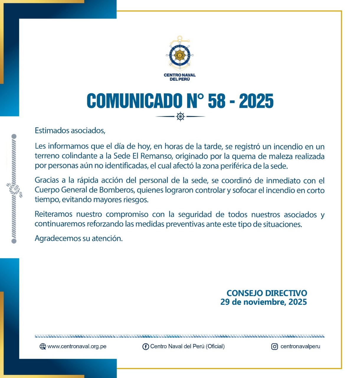 Comunicado N° 58-2025