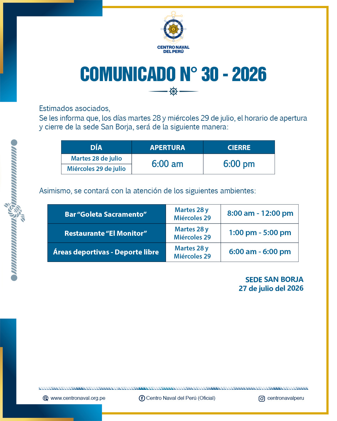 Comunicado N°30-2026