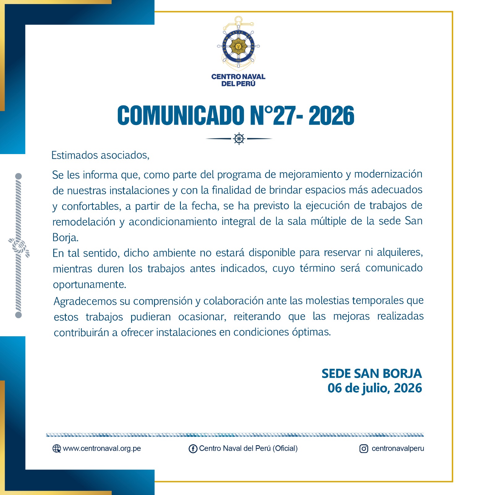 Comunicado N°27-2026