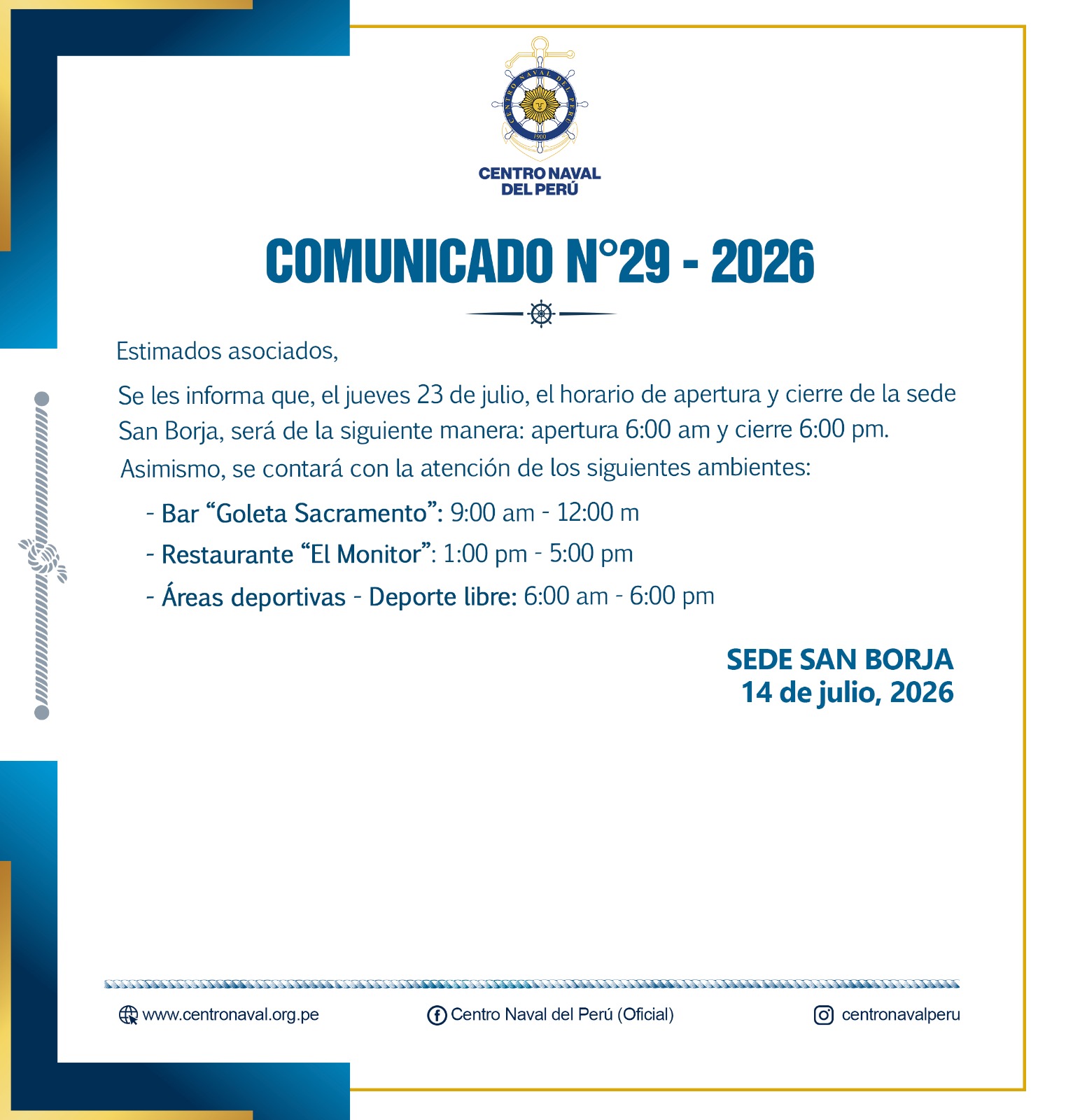Comunicado N°29-2026