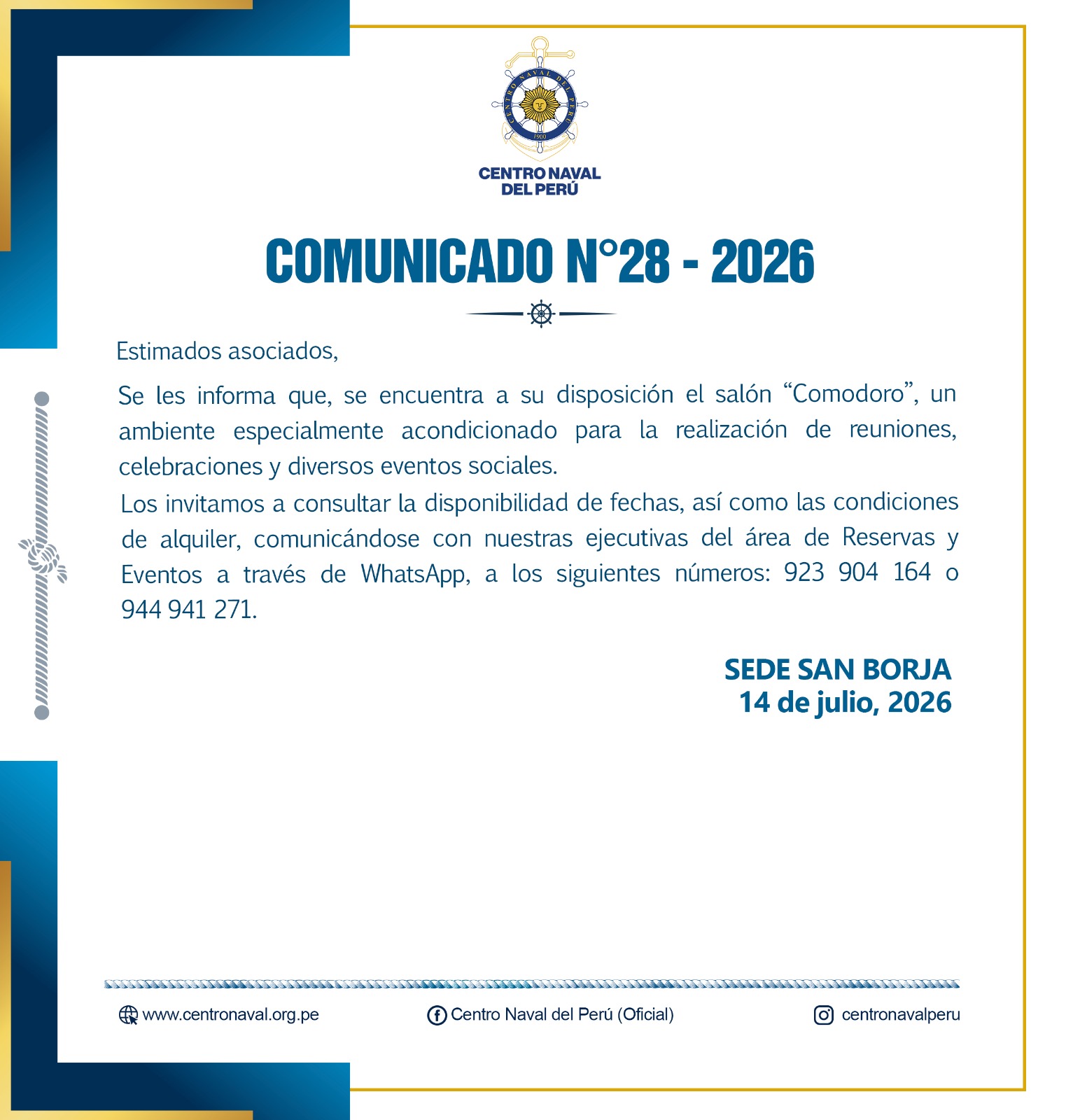 Comunicado N°28-2026